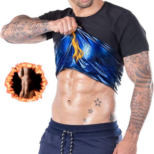 Alyprime Men's Sauna Suit Shirt - Heat Trapping Sweat Compression Vest, Shapewear Top, Gym Exercise Versatile Shaper Jacket