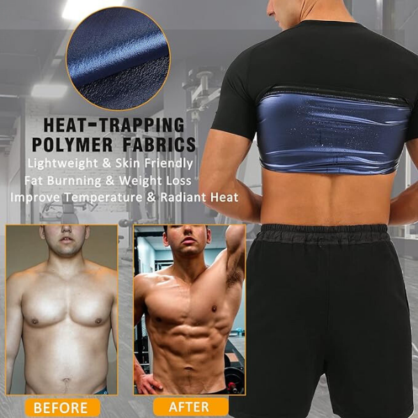 Alyprime Men's Sauna Suit Shirt - Heat Trapping Sweat Compression Vest, Shapewear Top, Gym Exercise Versatile Shaper Jacket